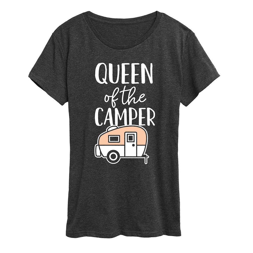 

Женская футболка с рисунком Queen of the Camper, цвет Heather Charcoal