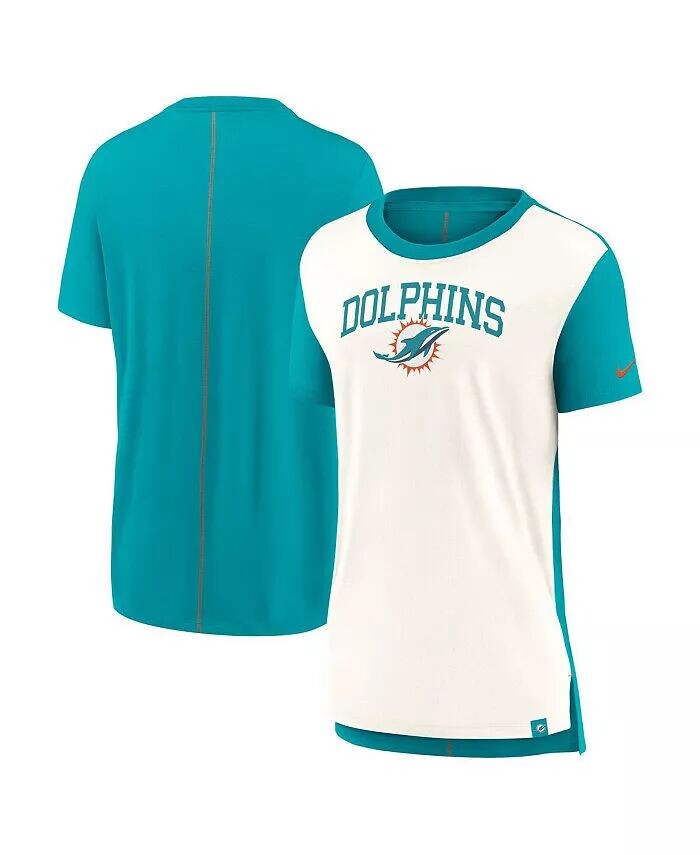 

Женская футболка кремового/голубого цвета Miami Dolphins Wordmark Tri-Blend Nike, мультиколор