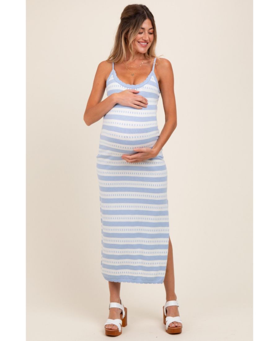 

Длинное платье без рукавов светло-голубого цвета с узором для беременных Pinkblush, Light blue