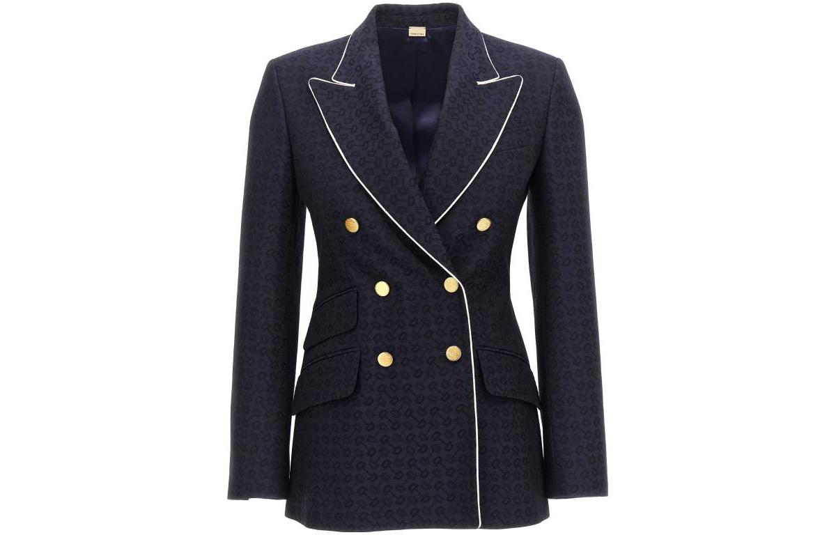 GUCCI Джаккардовая куртка с конской удилой, Marine Blue — фото 3