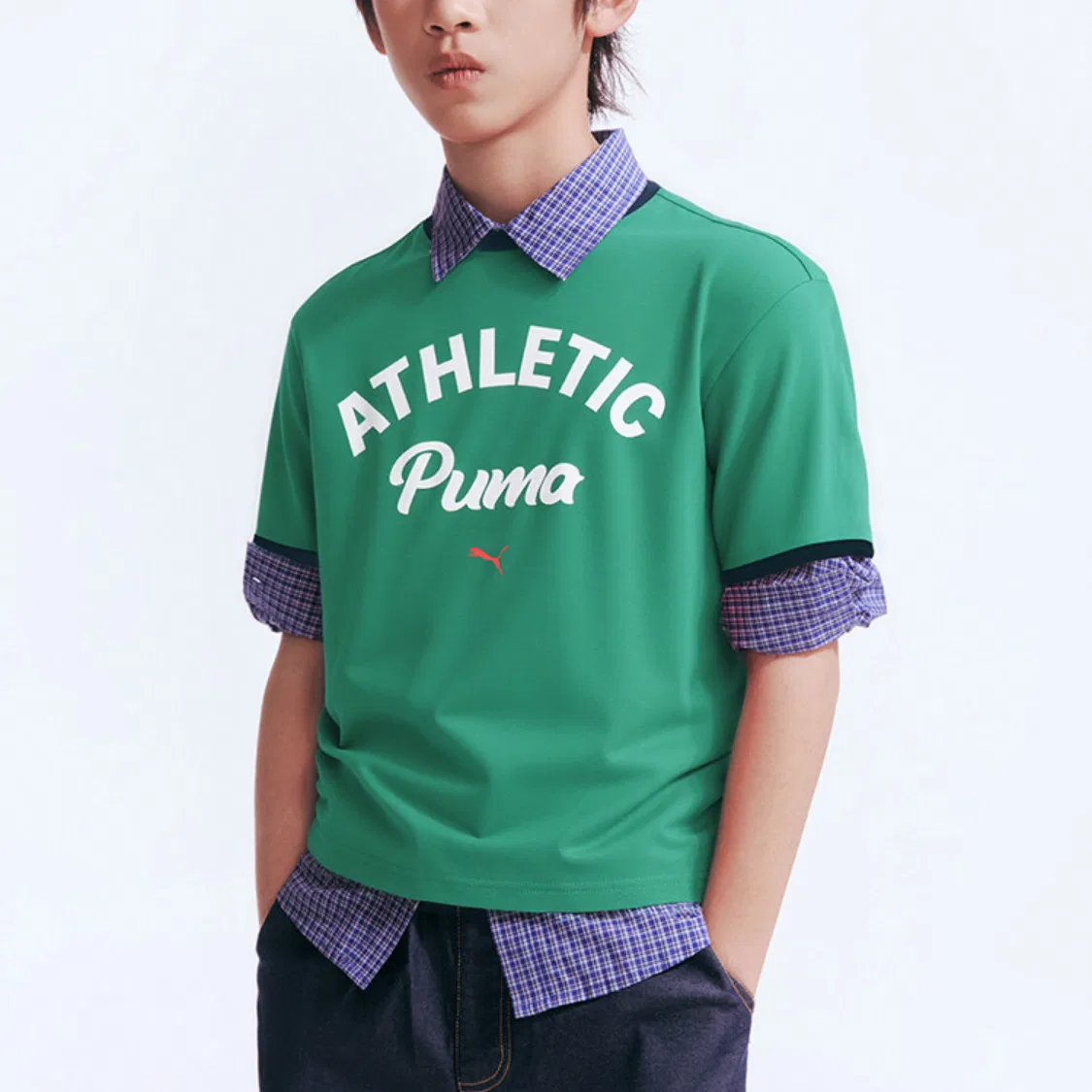 Детская футболка V-Neck PUMA, Dark Green 40701 — фото 4