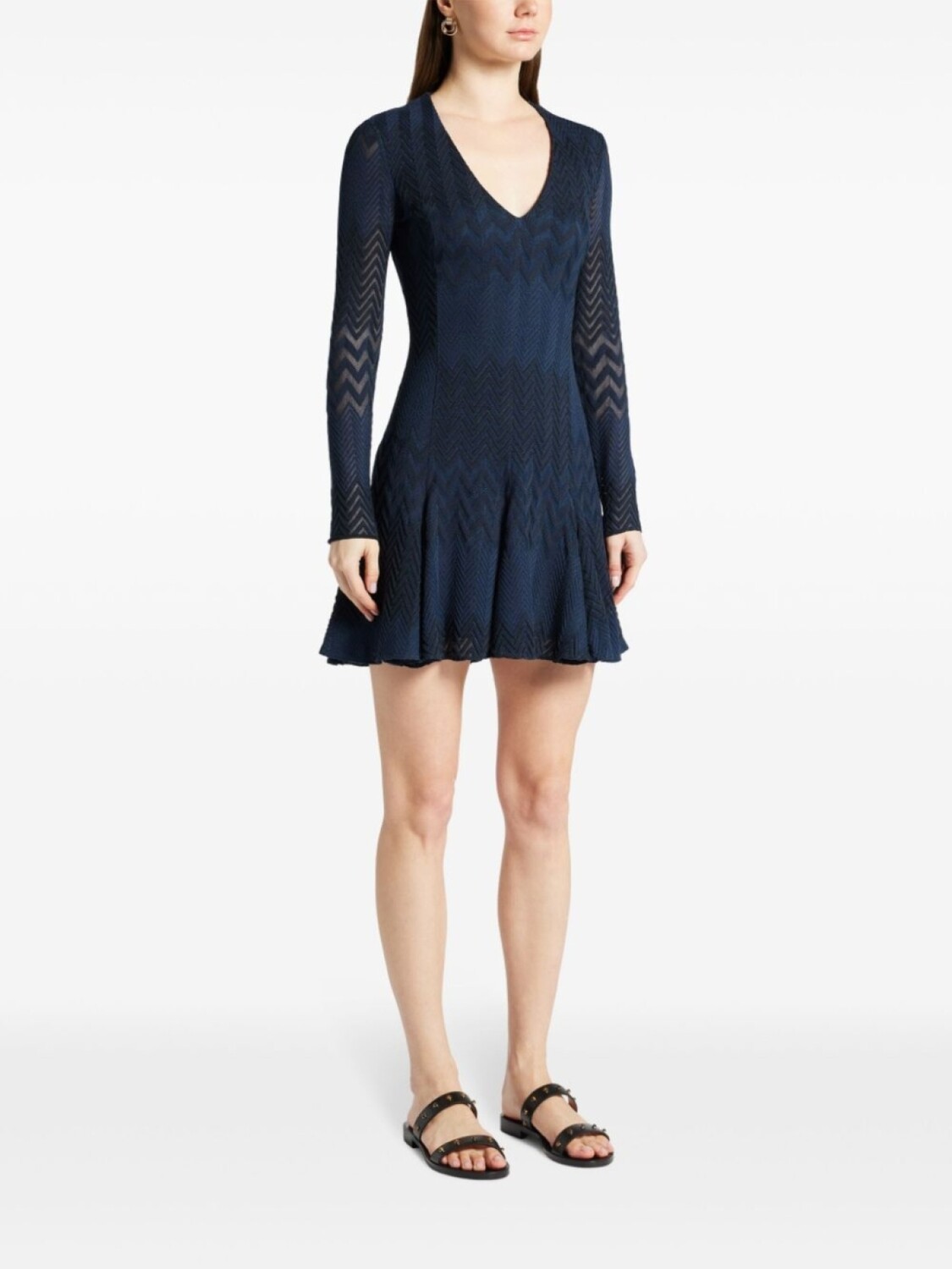 

Missoni платье мини в технике кроше с узором зигзаг, синий