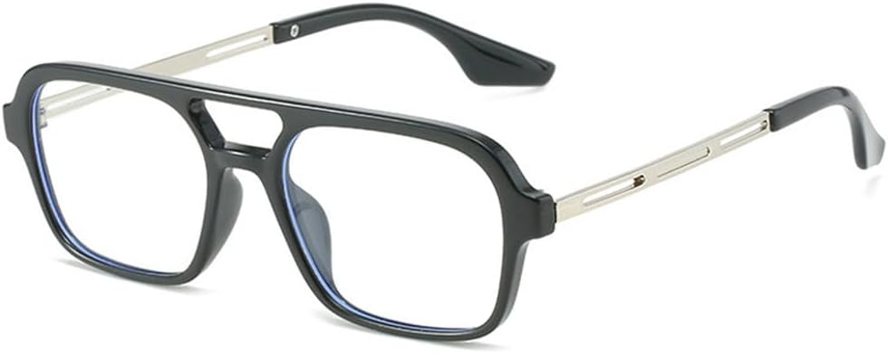 

Ретро солнцезащитные очки с двойной перемычкой для женщин, модные, с прозрачными линзами цвета океана, защита от УФ-излучения UV400; мужские модные металлические полые солнцезащитные очки TYUVIVO, Black Clear