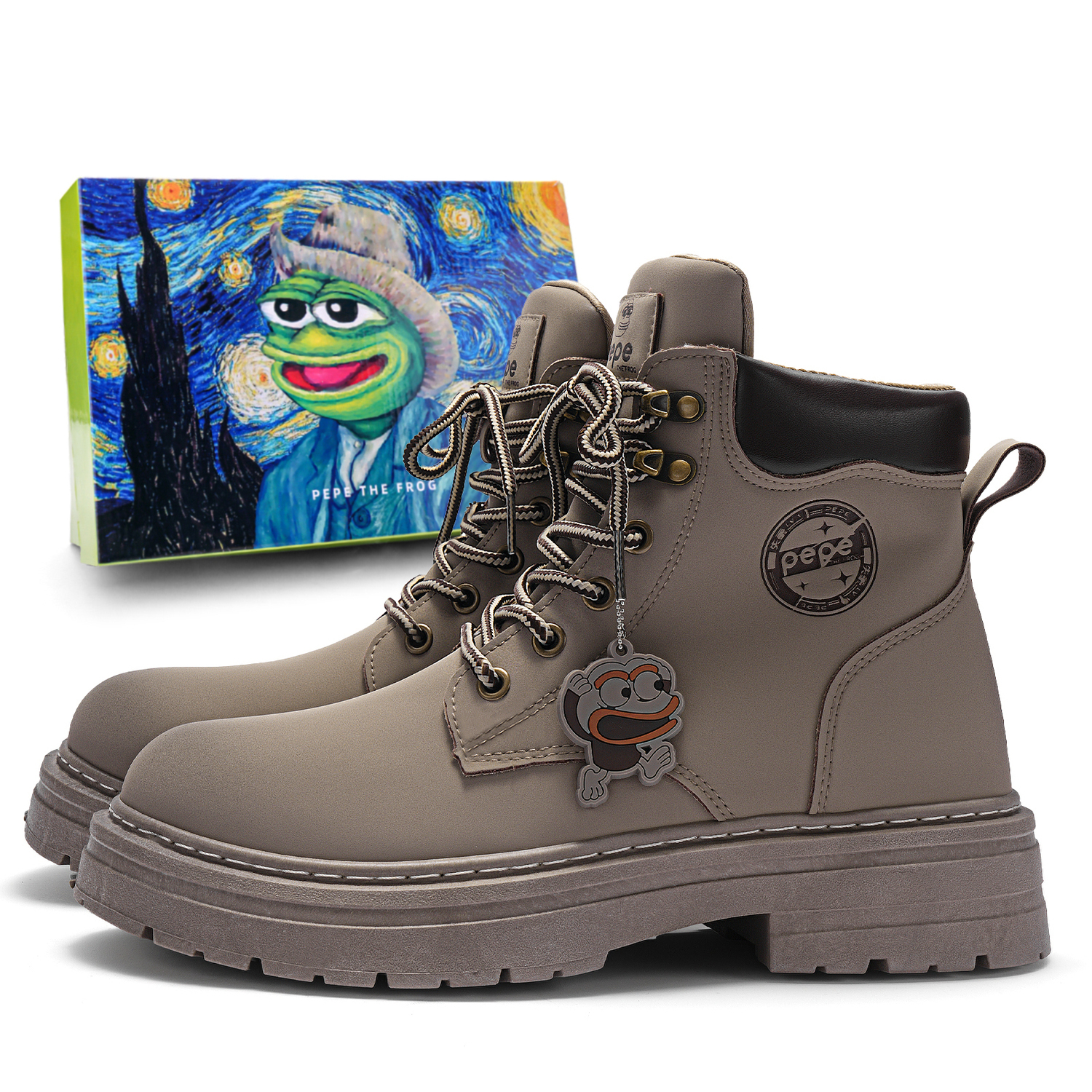 

Pepe The Frog Кроссовки Мартин Унисекс Хаки Грей, цвет Khaki Gray