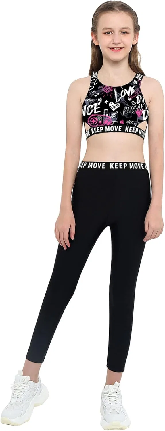 Детский спортивный костюм с топом и леггинсами easyforever, 2 предмета, Black Rose Red
