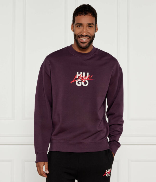 

Свитер с капюшоном Relaxed fit Hugo, фиолетовый