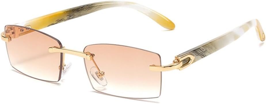 

2027 Модные маленькие прямоугольные солнцезащитные очки для женщин, винтажные, без оправы, прозрачные, с градиентом цвета океана, солнцезащитные очки для мужчин, UV400 MTZJH, Pink Pink