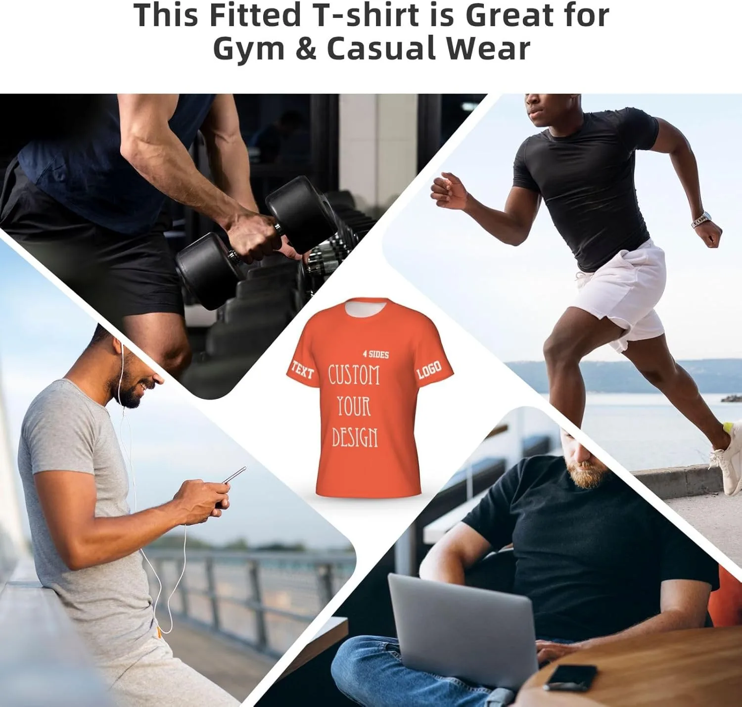 Футболка Custom T Shirts 4-Side Printable с логотипом — фото 3