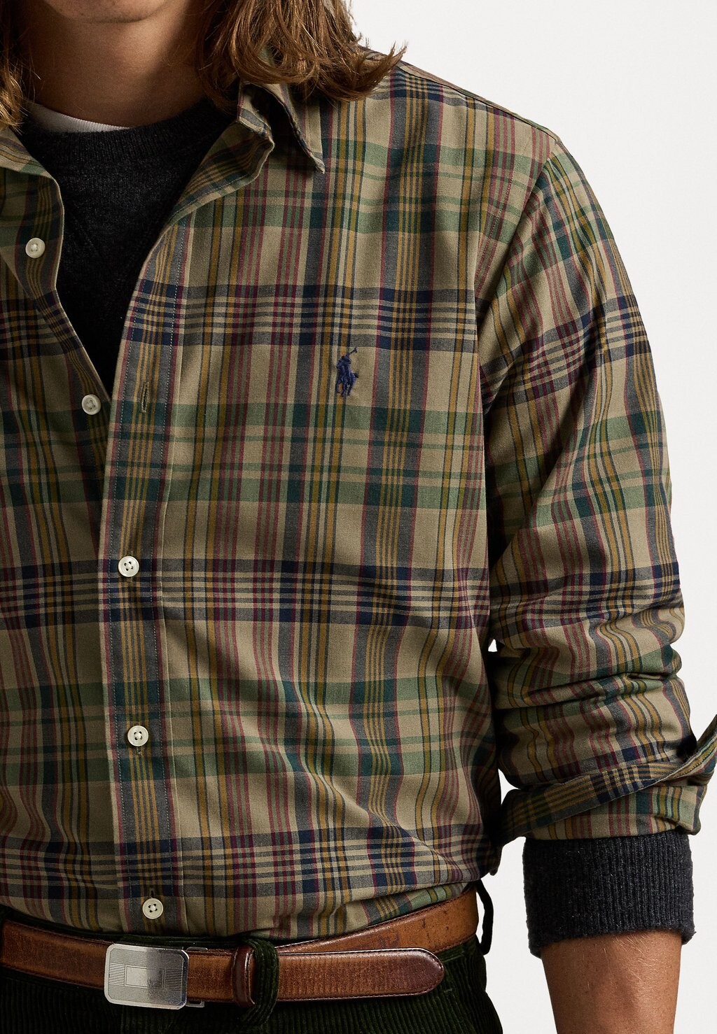

Рубашка CUSTOM FIT PLAID PERFORMANCE SHIRT Polo Ralph Lauren, хаки