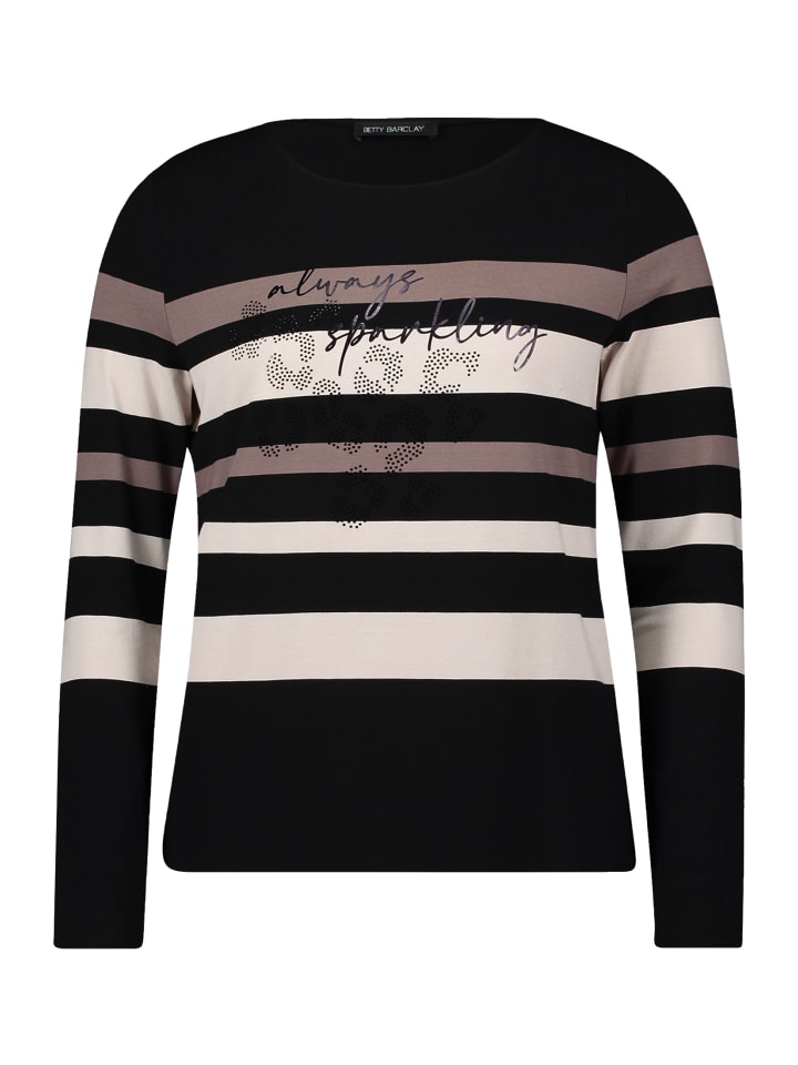 

Полосатая рубашка с вырезом-лодочкой, цвет черный/серо-коричневый Betty Barclay