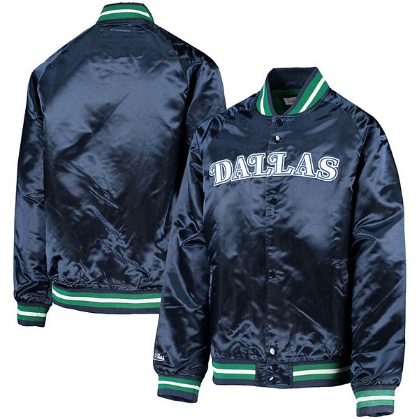 Молодежная куртка Dallas Mavericks Hardwood Classics Satin Raglan Full-Snap цвета navy Mitchell & Ness — фото 2