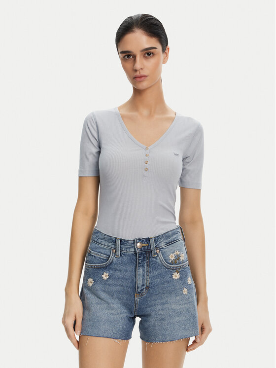 

Облегающая футболка Henley 112363830 Lee, голубой