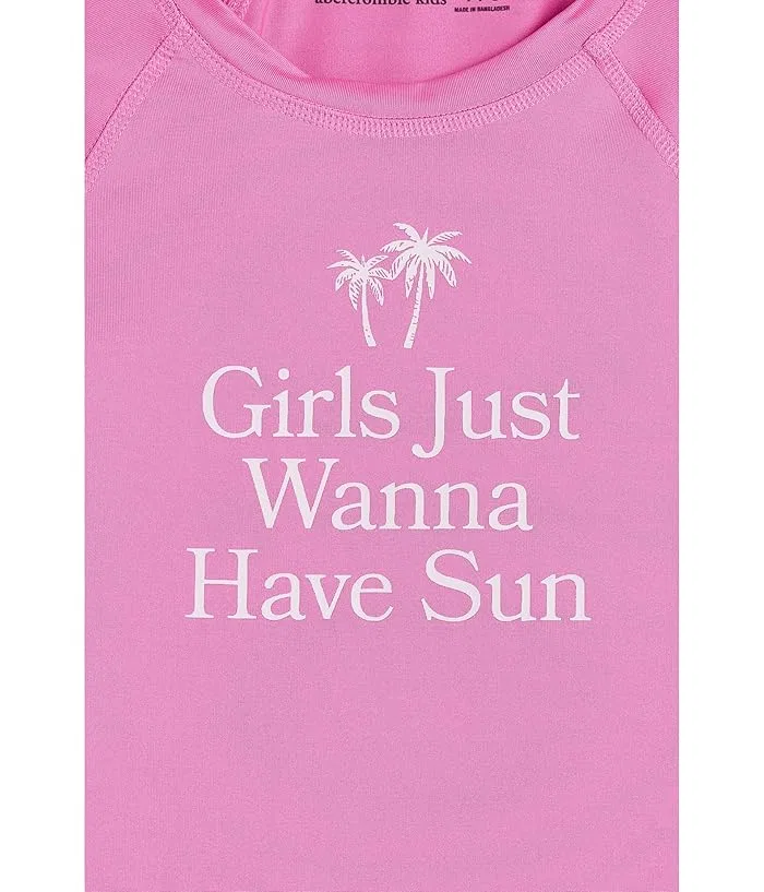 Рашгард с принтом длинный рукав Graphic Long Sleeve Rashguard abercrombie kids, Jet Stream — фото 3