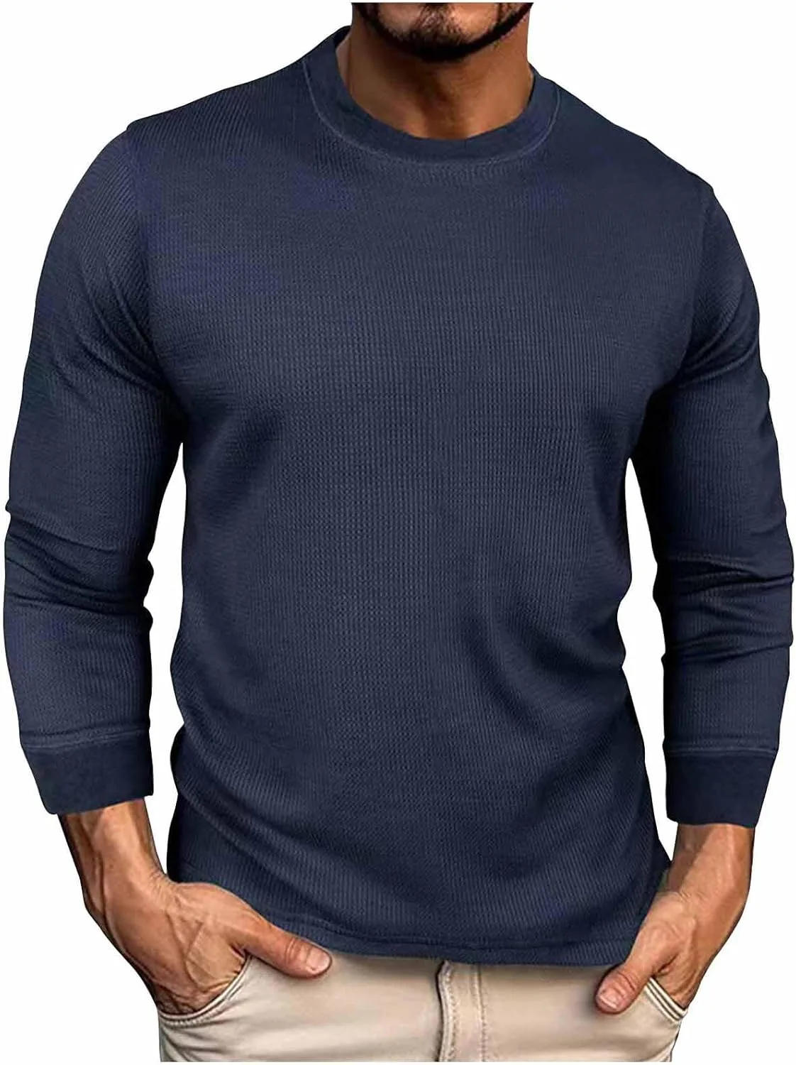 

Мужская кофта с вафельной вязкой и длинными рукавами QUNPIU