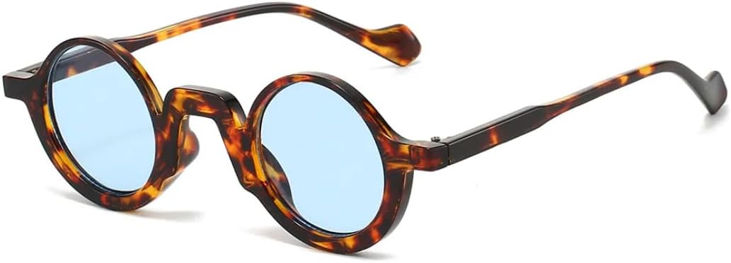 

Солнцезащитные очки для мужчин и женщин - защита UV400 - круглые линзы с леопардовым принтом, цветные, для занятий спортом на открытом воздухе и вождения DSVIGF, Leopard Blue