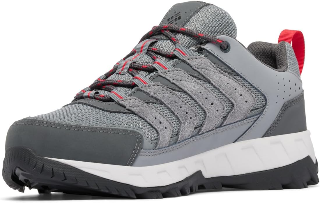 Columbia мужские Strata Trail Low Waterproof туристические ботинки, Titanium Grey Steel/Mountain Red — фото 2