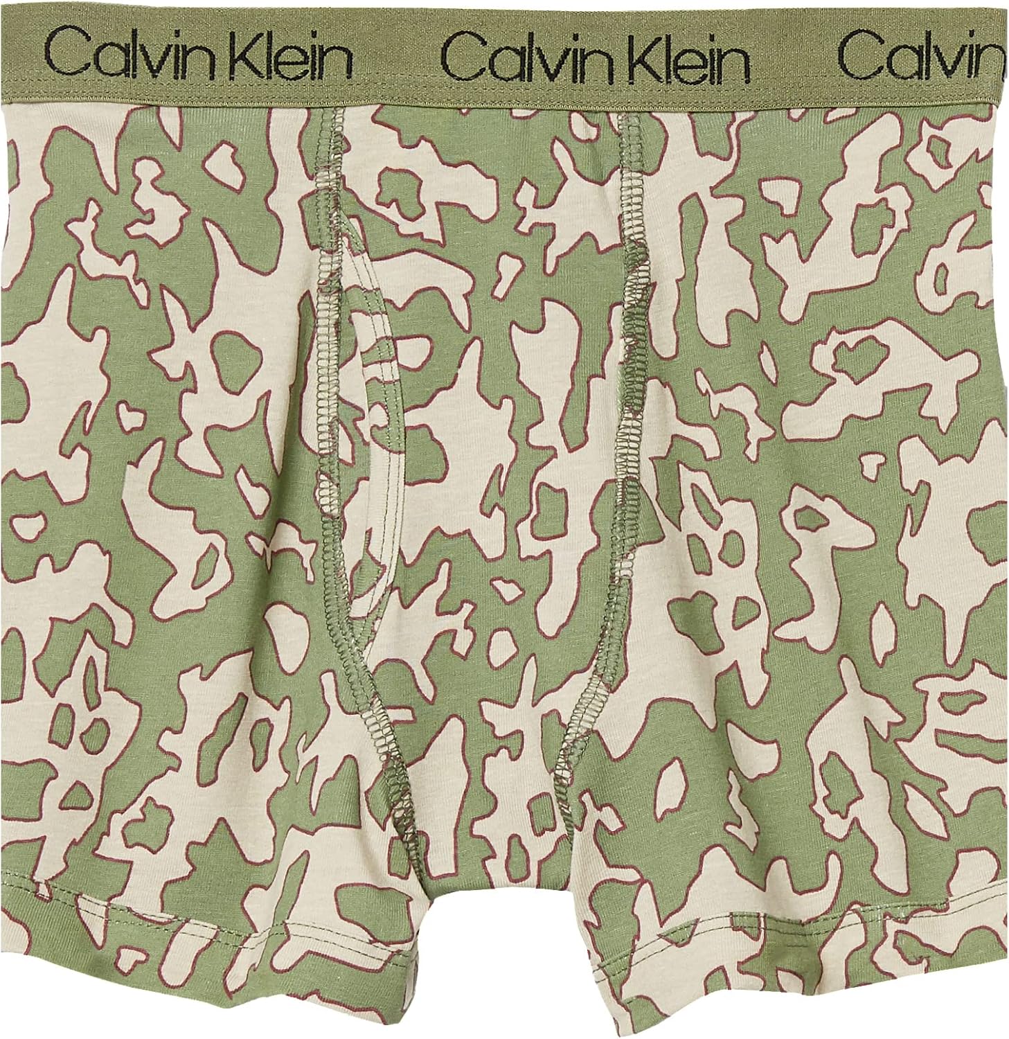 Комплект из двух пар трусов-боксеров Calvin Klein для мальчиков | Премиальный хлопок, комфорт, Olivine Outline Camo/Zinfandel — фото 2