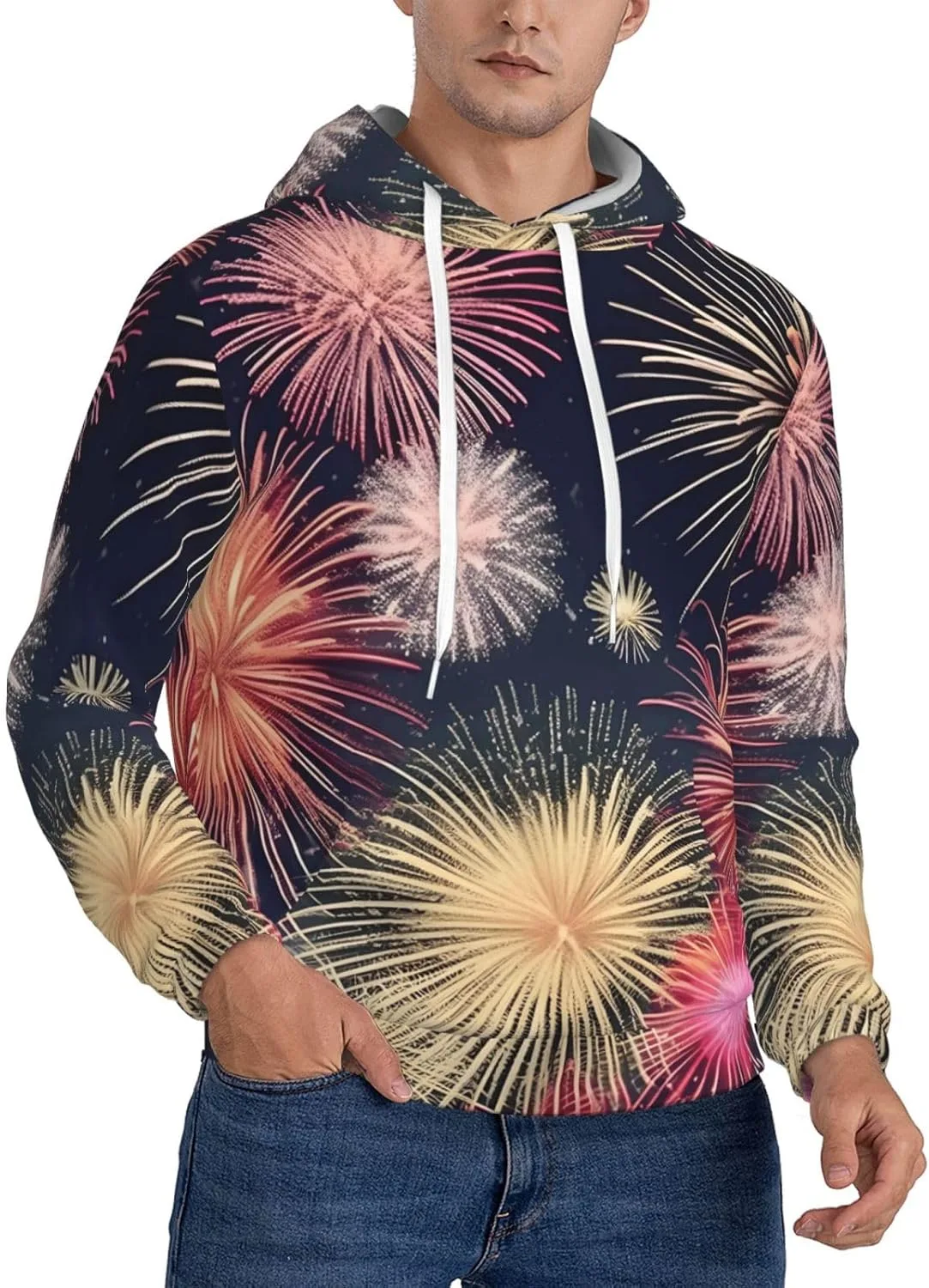 

Толстовка мужская Beautiful Firework с подкладкой Sherpa и карманом DRTGEDS