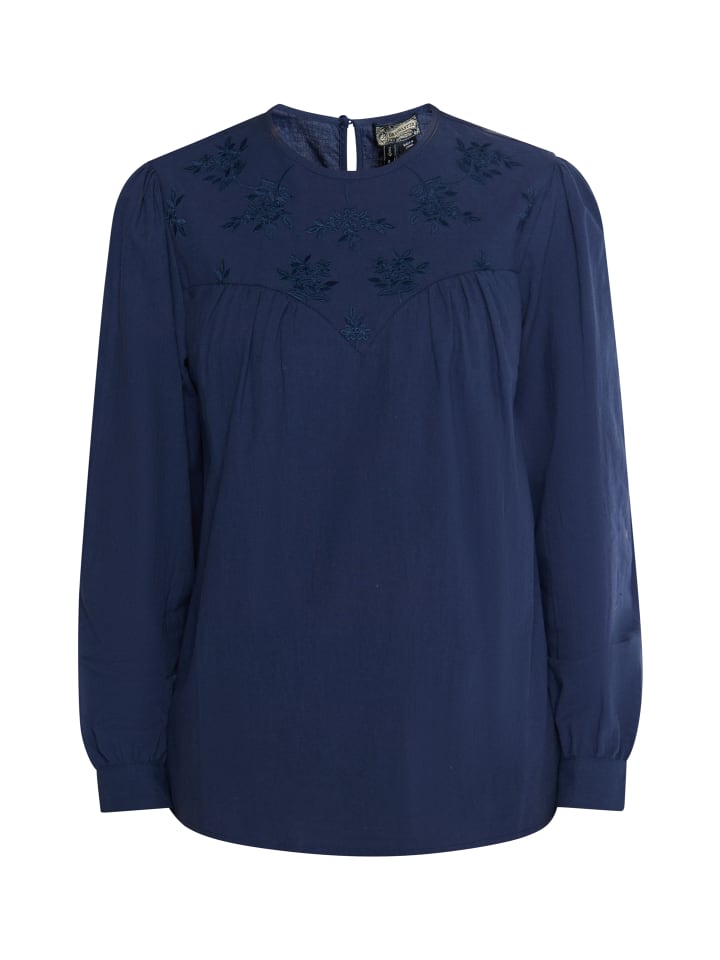 

Женская блузка с длинными рукавами темно-синего цвета DreiMaster Vintage