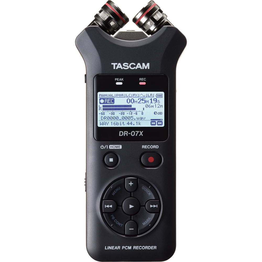

Портативный аудиорекордер TASCAM DR-07X с 2 входами, 2 дорожками и встроенным регулируемым стереомикрофоном