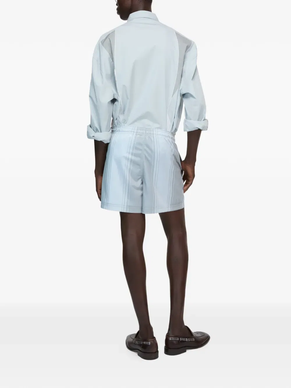 Шорты в полоску с логотипом Acne Studios, синий — фото 3