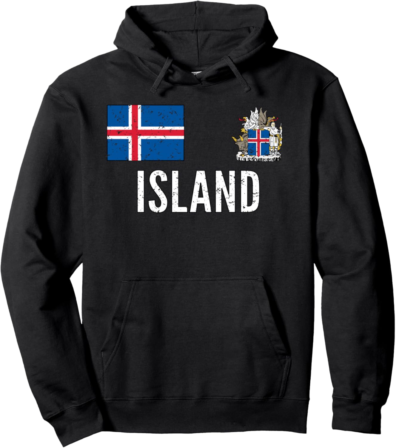 

Толстовка в исландском стиле - Футбольная толстовка с капюшоном Island Iceland Flag Heritage Gifts & Co, черный
