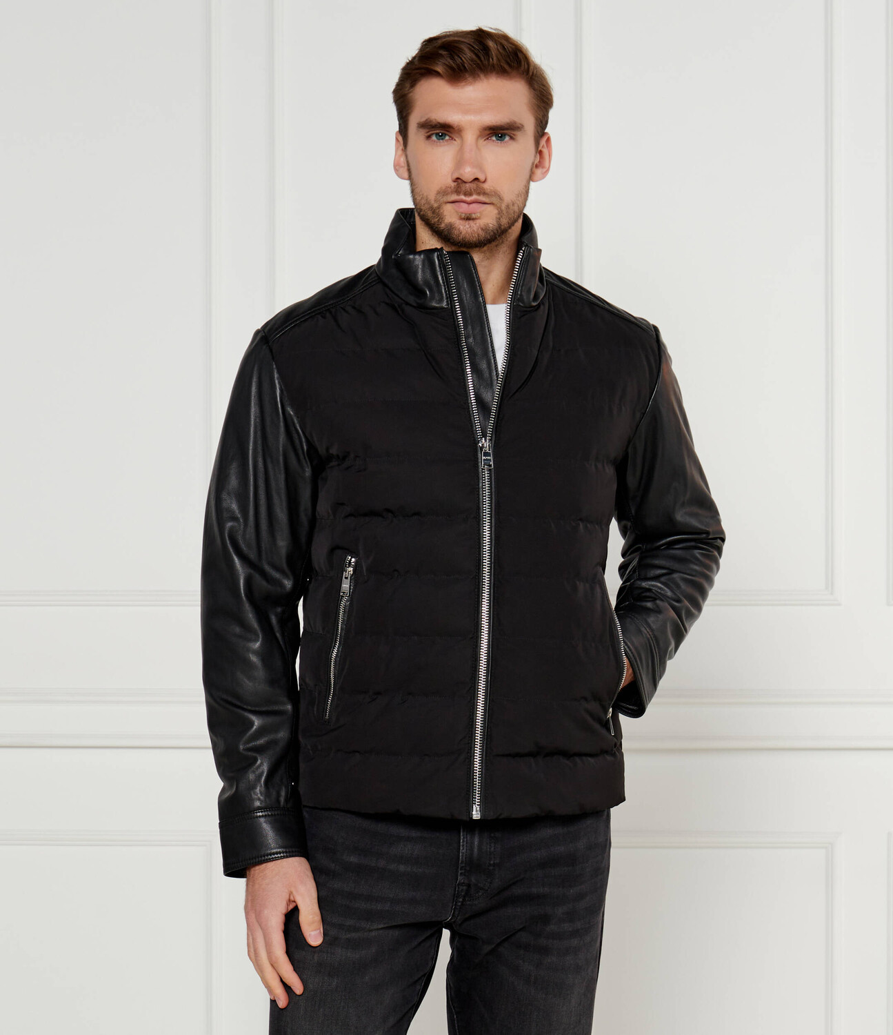 

Кожаная куртка BOSS BLACK C-Mersino Regular Fit, черный