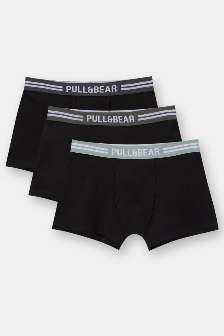 

Упаковка из 3 черных боксеров Pull And Bear, мультиколор