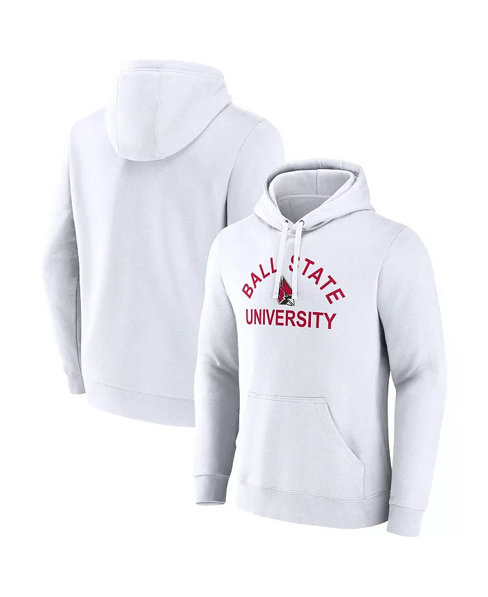 

Мужская белая толстовка с капюшоном Ball State Cardinals с основным логотипом Fanatics