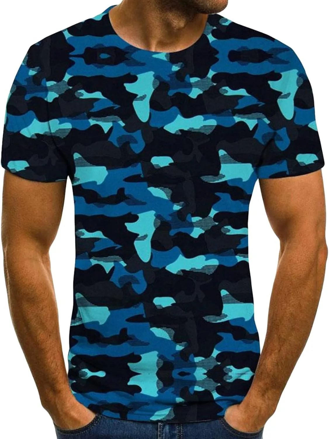

Майифу-GJ мужская футболка Camo Crewneck Stretchy Camouflage Maiyifu-GJ