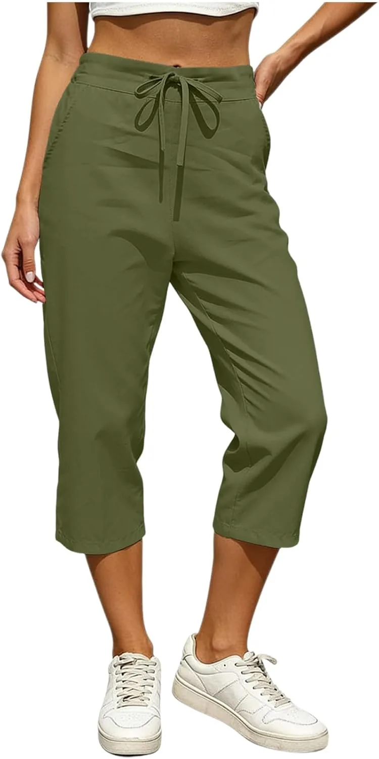 

Женские капри из хлопка и льна с эластичным поясом Zzalalana