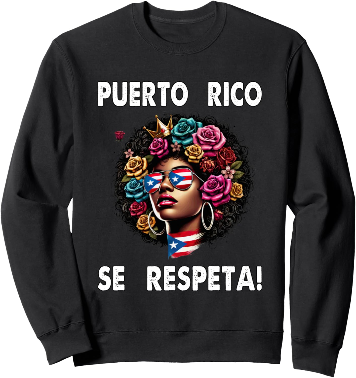 

Толстовка с солнцезащитными очками и цветком Puerto Rico Se Respeta Afro Boricua Puerto Rico Se Respeta Collection, More Here, черный