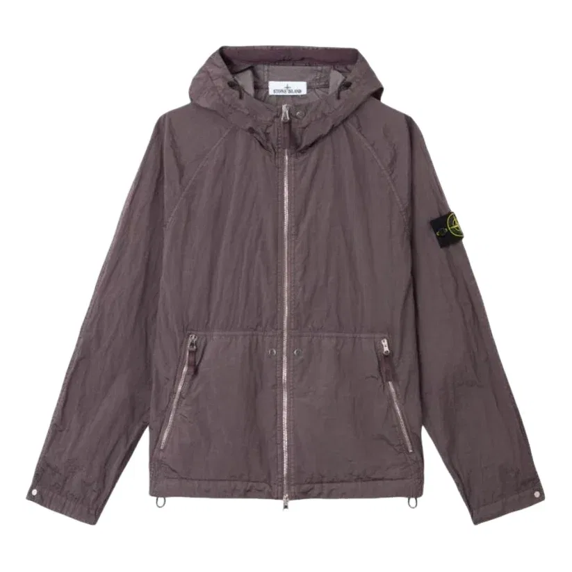 Куртка с капюшоном STONE ISLAND 4100119 из нейлона с металлическим покрытием ECONYL, фиолетовый