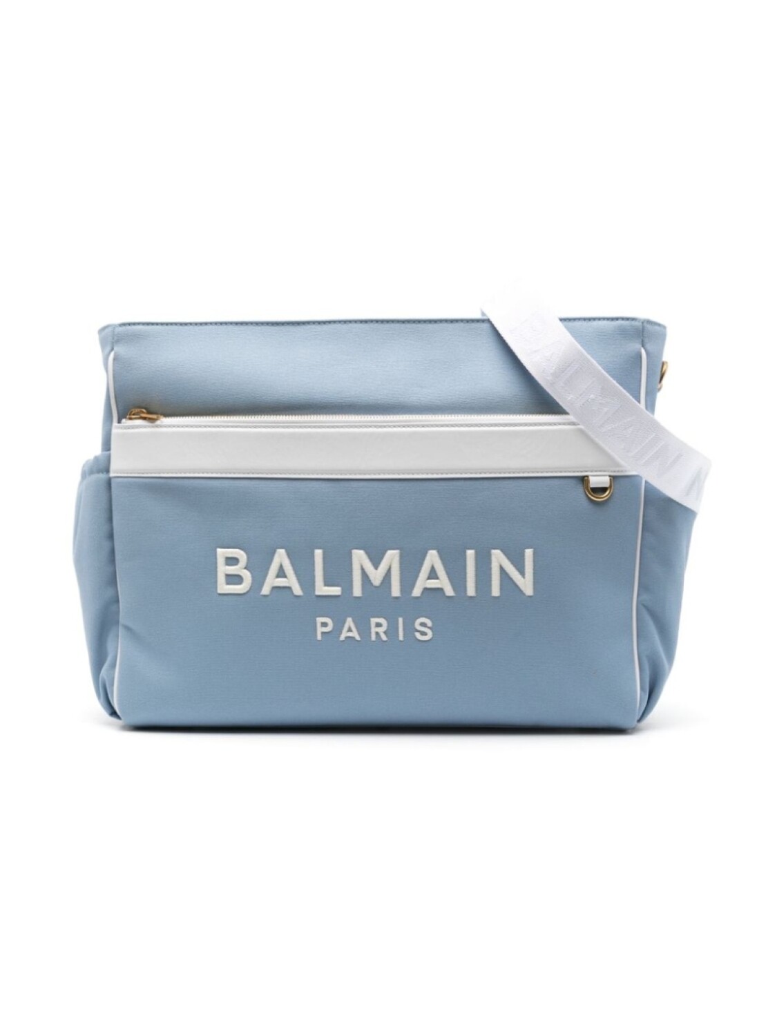 

Сумка для пеленания Balmain Kids из парусины с вышитым логотипом, синий