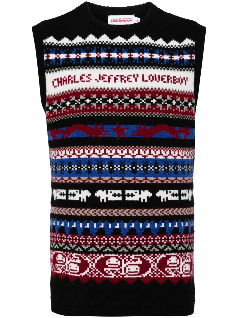 

Топ вязки интарсия с узором фэр-айл Charles Jeffrey Loverboy, черный