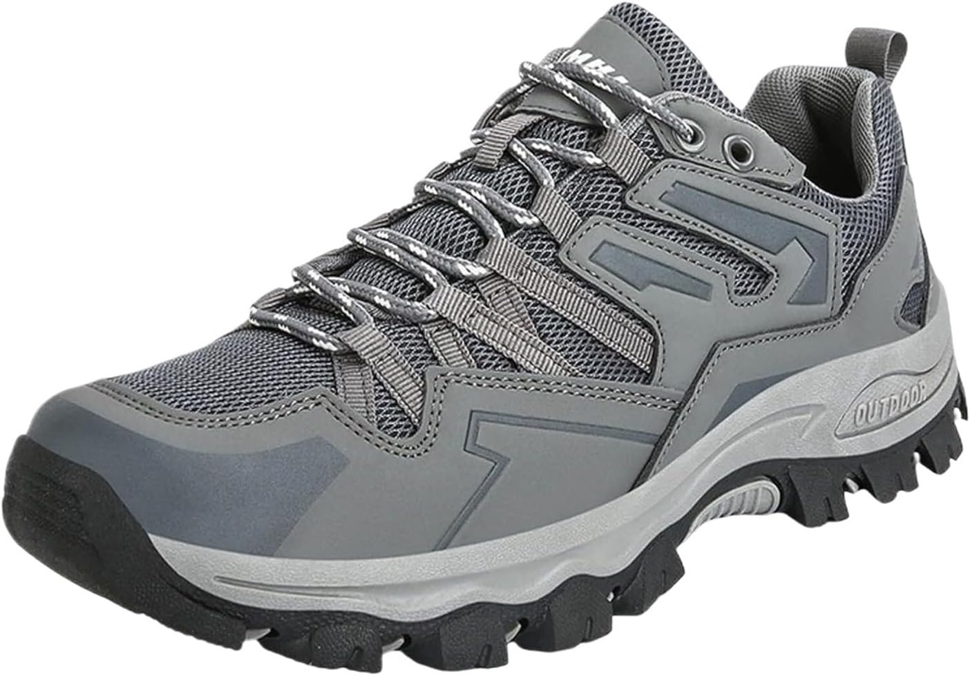 

Мужские походные ботинки на низком голенище, кожаные, с шнуровкой, легкие треккинговые ботинки, дышащие, для работы, прогулок и трекинга Generic, серый