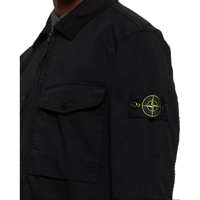 STONE ISLAND Застёгивающаяся на молнию рубашка с компасом, Black — фото 4