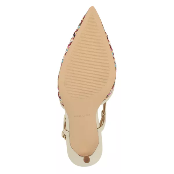 Женские туфли-лодочки Floree с открытой пяткой и острым носом Nine West, серебряный — фото 4