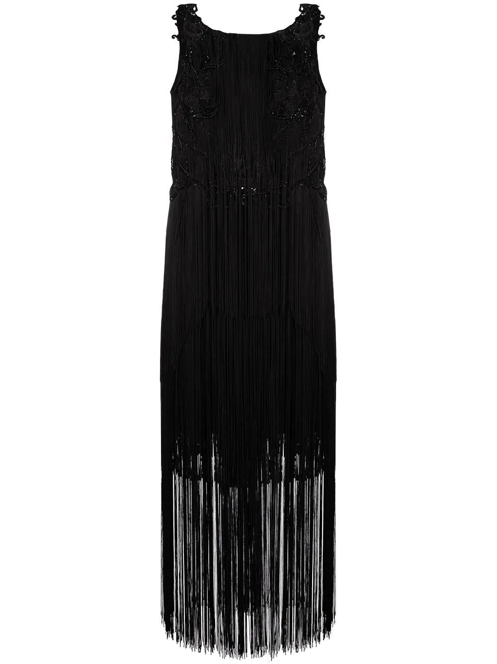 

Декорированное платье миди с бахромой Alberta Ferretti, черный