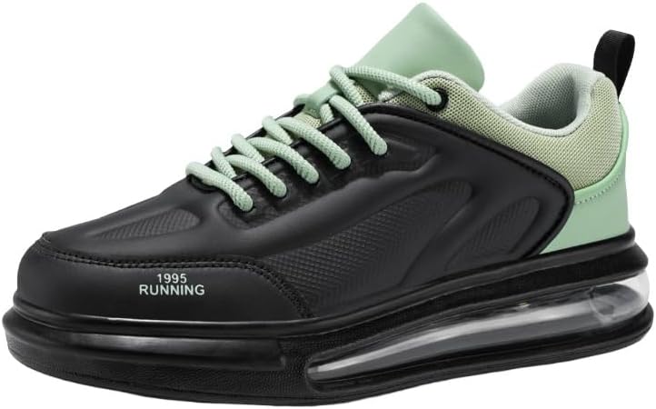 

Мужские легкие кроссовки для бега - верх из дышащей сетки, прочная резиновая подошва с хорошим сцеплением, надежная шнуровка Clolinde, черный/зеленый