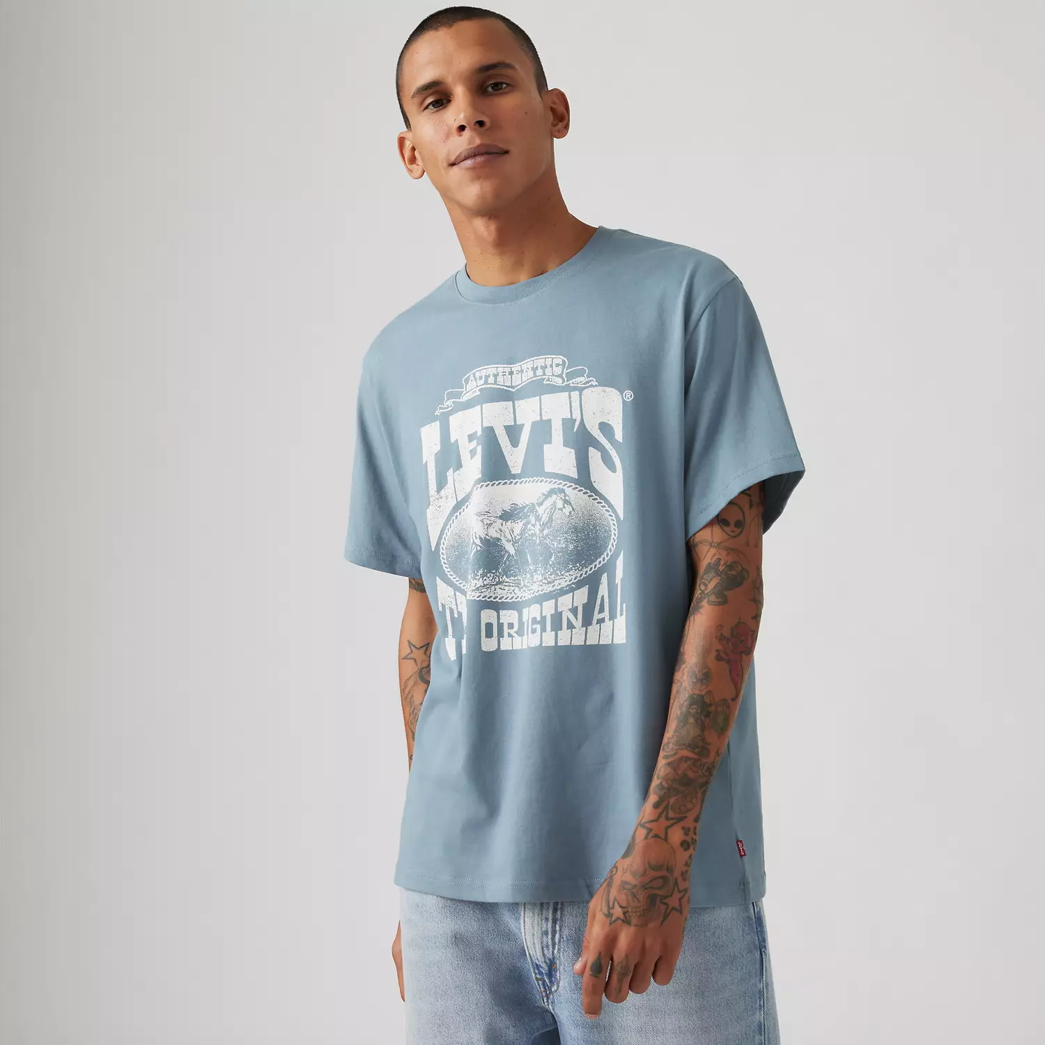 

Футболка свободного кроя с коротким рукавом и графическим принтом Levi's, цвет Steam Blue - Blue