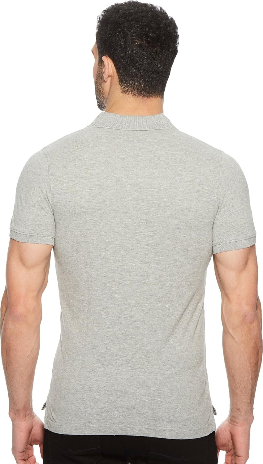 Мужская рубашка-поло Tommy Hilfiger Denim с оригинальным флагом и короткими рукавами, Light Grey Heather — фото 3