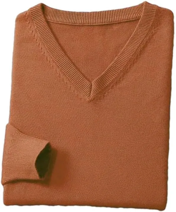 

Мужской вязаный пуловер с v-образным вырезом из смеси шерсти и хлопка