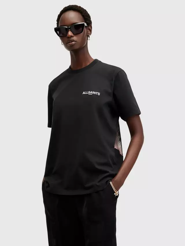 

Футболка AllSaints Fleur Floral Back Organic Cotton, черный