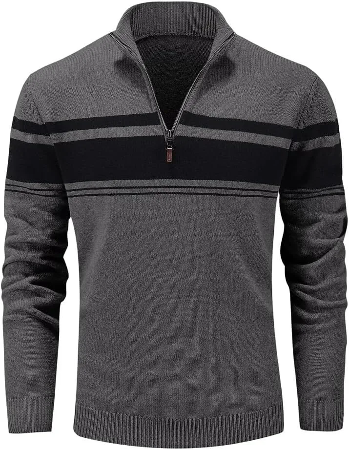 

Мужской свитер с передней молнией, полосатый Dninmim