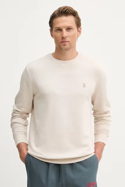 Толстовка с капюшоном хлопок DHM LB CREW U.S. Polo Assn., бежевый