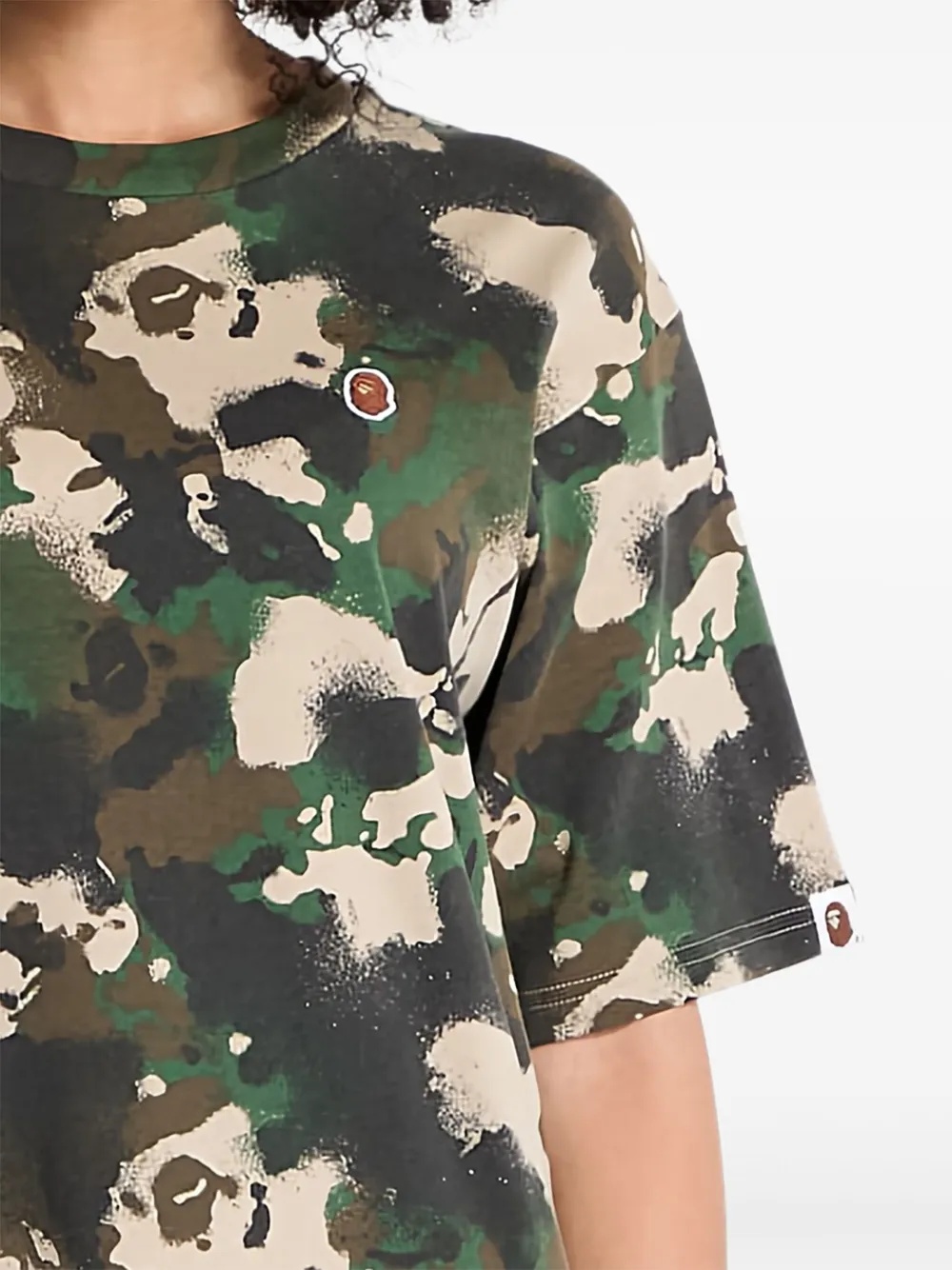 Футболка с камуфляжной головой обезьяны A Bathing Ape, зеленый — фото 3