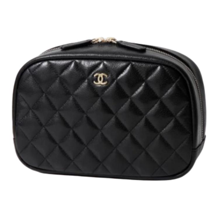 CHANEL Блестящая клатч из телячьей кожи черный — фото 2