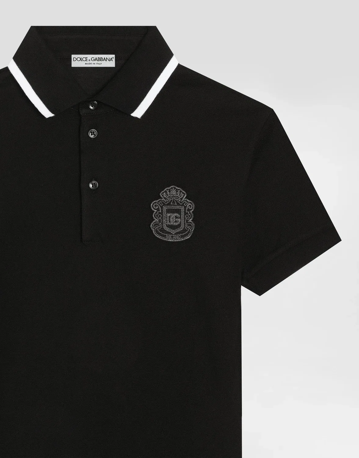 Рубашка-поло из пике с геральдической нашивкой DG DOLCE & GABBANA, черный — фото 3
