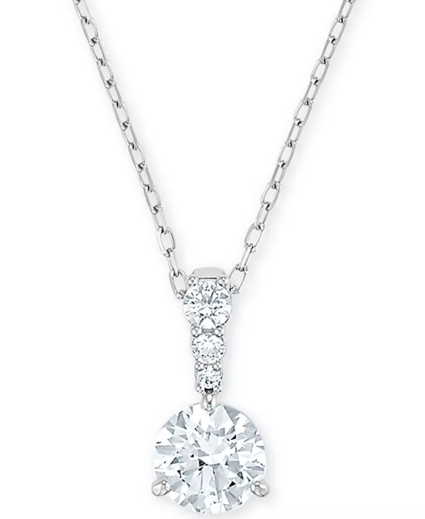 

Ожерелье с подвеской из серебристого кристалла-солитера, 14-7/8 дюйма + удлинитель 2 дюйма Swarovski, white